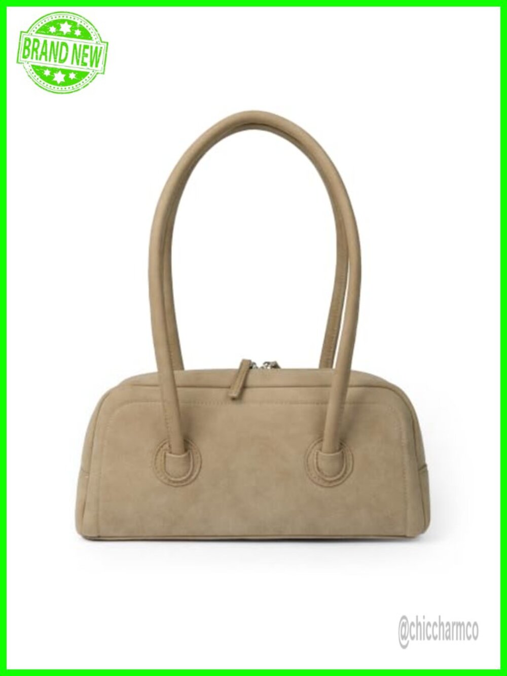 Faux Leather Shoulder Bag Baguette Zip Vegan Purse Handbag